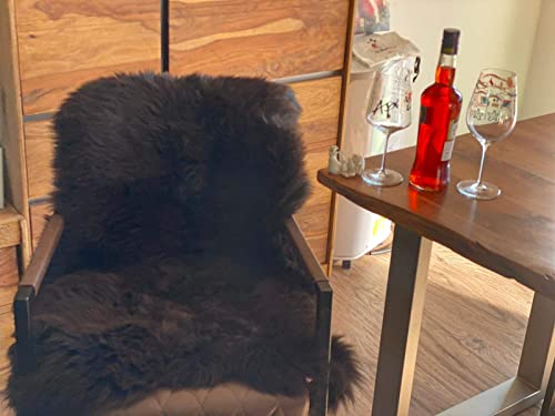 PSB Schaffell Lammfell Länge Mind. 110 cm Teppich Sitzfell pflanzlich gegerbt Natur, braun, meliert