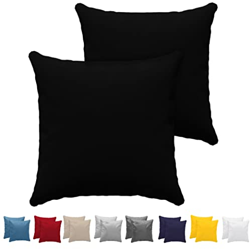 Kissenbezug 65 x 65 cm (Set mit 2) - 100% Jersey Baumwolle 150 g/qm Kissenbezüge -Schwarz - Für Kissen 65 x 65 cm - Kissenhülle - Kissenbezug - Resistent und Hypoallergen - Dreamzie