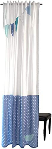 Kindergardine Flags verdeckte Schlaufen Dekoschal Kinderzimmervorhang 100% Baumwolle 140 x 245 cm Weiß/Blau