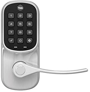 Yale | LiftMaster Smart Lock with Keypad Lever - Works with myQ App & Key by Amazon in-Garage Delivery when paired with Smart Garage Hub (sold separately), Satin Nickel