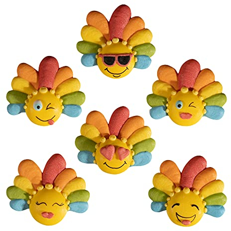 Bombasei Kuchen Deko Karneval 12 Lustige Gesichter | Essbare Clowns Deko für Kuchen, Torten und Muffins zum Fasching und Karneval | Muffins Deko essbar | Emoji Zuckerfiguren Karneval