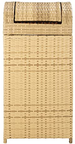 SAFAVIEH Outdoor Collection Mazeli Natural Woven Swing Top Dome Lid Trash Bin (Fully Assembled) PAT7511D