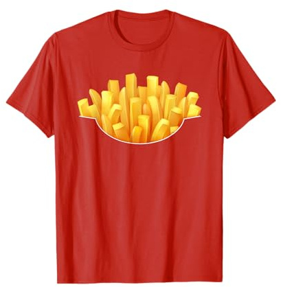 Pommes Frites rot weiß Pommes Kostüm Pommes Frites Verkleidung T-Shirt für Kinder und Erwachsene, Unisex, Kurzarm, S, Rot, Halloween