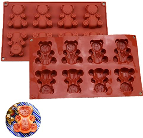 RoseFlower Molde de silicona para hornear,molde de pastel con forma de oso, para hornear, Navidad, molde de silicona para Ositos de goma, chocolate, pan, postre, hacer galletas de mapache