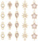 BENECREAT 20Pcs 5 Stil 18 Karat vergoldete Glieder Flacher runder Stern Messing Micro Pave Zirkonia Glieder Tropfen Herzform Kristallverbinder für die Herstellung von Halsketten