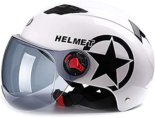 Motorrad Halber Helm, Mit Sonnenblende Erwachsenenmode Halboffener Helm Motorradhelm Roller Kopfschutz Sommer Unisex D,56-60cm