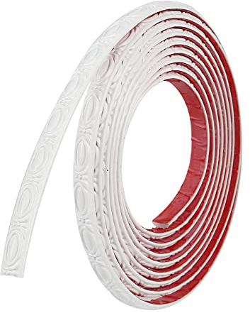 Moulures décoratives autocollantes de 5 m - Moulures murales décoratives de qualité supérieure - Légères et robustes au design moderne - 5 m x 2,1 cm - Blanc