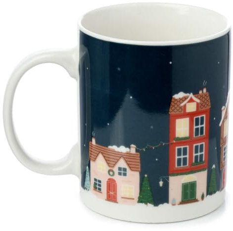 Puckator Christmas Village Porcelain Tea Coffee Mug - Funny Home Accessories - Cute Gifts for Girlfriend - Large Mugs for Men Women Hot Drinks - Cute Cups Presents - Secret Santa Gift - Cup Set