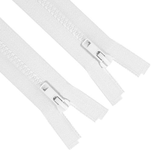 Sawoake #5 2 Stück 25 cm Trennende Jacke Reißverschlüsse zum Nähen Mäntel Jacke Reißverschluss Weiß geformte Kunststoff Reißverschlüsse Bulk Tailor DIY Nähwerkzeuge für Kleidungsstück/Taschen