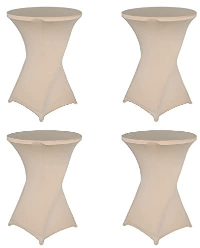 PRELGOSP 4er-Set Stehtisch Hussen, Spandex Stretch Stehtischhussen, Bistrotisch Hussen für Bistrotisch/Stehtisch,Beige,80x110cm