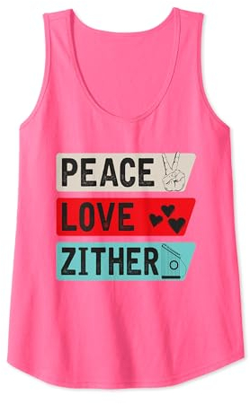 Peace Love Zither Musikinstrument Zither Player Tank Top