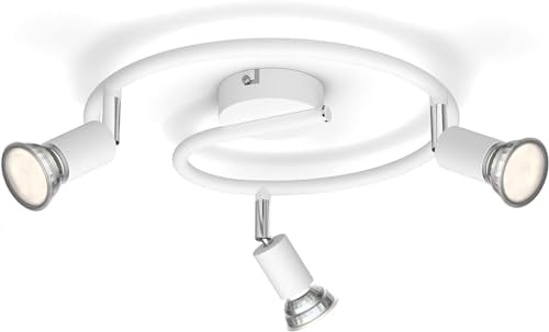 Philips Limbali 3-er Deckenspots (50 W), kreisförmige Deckenleuchte mit drei flexiblen Spots, GU10 Leuchte ohne Leuchtmittel, weiß