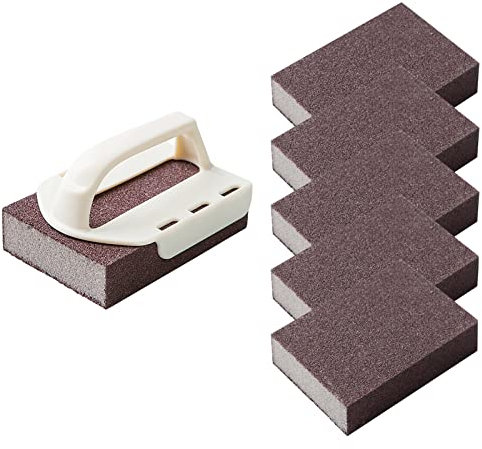 FIYSON Schmirgelschwamm,Schleifschwamm mit Griff,Flexibel & Waschbar,Schmirgelpapier Multifunktionale Küchenschwamm,für Metall Stahl, Handschleifer Waschbar und Wiederverwendbar (6 Stück)