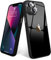L-FADNUT for iPhone 13 Case Clear with Camera Lens Protector Bling Glitter Plating Military Grade Shockproof for Girls Women Hard Back Frosted Bumper Hybrid Protective Phone Case for iPhone 13 Black