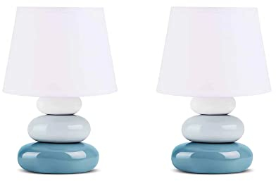 konsimo SALU 2er Set Tischlampe - Schreibtischlampe für Wohnzimmer, Schlafzimmer und Flur - Tischleuchten Leselampe - Desk Lamp - Lampen Bürolampe - Blau - Table Lamp