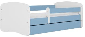 Babybett 80 x 140 cm, Blau, ohne Schublade, inkl. Matratze