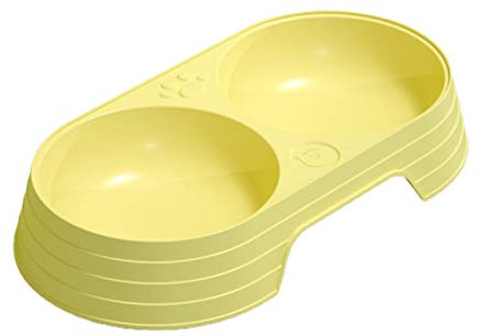 Worparsen Gamelle pour chat de qualité alimentaire double gamelle pour chat avec bord lisse Jaune