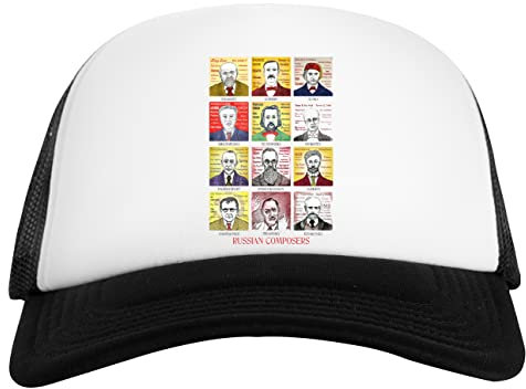 12 Russian Composer Portraits Weiß Schwarz Unisex Baseball Cap White Black