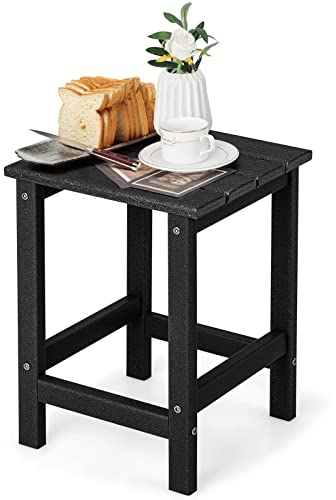 COSTWAY Beistelltisch, Kleiner Gartentisch aus UV-beständigem Kunststoff, Balkontisch wetterfest, für Terrasse, Balkon, Garten, 35,5 x 35,5 x 46,5 cm, Schwarz