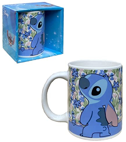 Taza de cerámica Stitch, Lilo & Stitch, Disney, taza de 350 ml, en caja