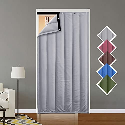 Isolant Thermique Isolation Porte, Porte Anti Bruit Rideau Isolants Anti Froid, Thermique Isolation Phonique Rideau De Porte, Imperméabl Coupe-vent Pour Portes D'entrée Principale, Sans Perçage ( Colo