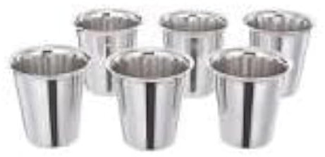 Stainless Steel Tea Chai Glass Set (6 PCs,) South Indian Design Cup Coffee Glass - Tea Glass - Heavy - Steel Glass for Kids - Steel Glasses Set of 6