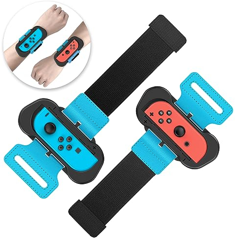 Armbänder für Just Dance 2025 2024 2023 2022 2021 für Zumba Burn It Up - Verstellbarer Elastischer Armband für Nintendo Switch/Switch OLED Tanzspiele, 2 Stück Bänder für Erwachsene Kinder (Schwarz)