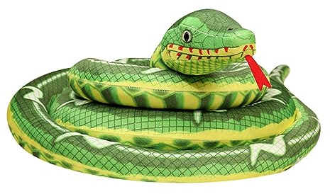 JIAHG Lebensechte Plüschschlange Stofftier Realistische Schlange Plüschtier Kuschelschlange Riesige Schlange Kuscheltier Stoffschlange Halloween Spielzeug für Erwachsene, 220 cm