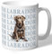 Dog Lovers Collection Chocolate Labrador Mug Gift for Her, Him, Women, Men, Birthday, Christmas Ceramic 10oz/300ml (Sitting with Blue Text)