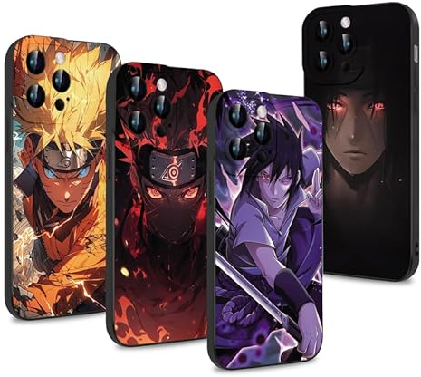 4 Stück Handyhülle für Apple iPhone 13 Pro Max 6.7 Zoll Anime Uchiha Sasuke Itachi Manga Muster Design Junge Case All Inklusiv Linsen Schutzhülle TPU Silikon Weich Ultra Dünn Cover, 02