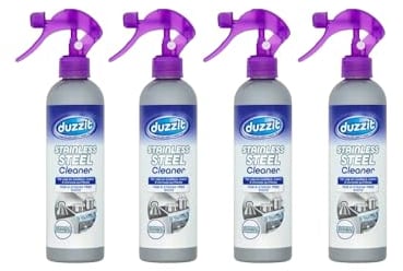 Avilia Set da 4 Spray Detergente per Acciaio 400ml - Pulizia e Brillantezza per Pentole e Superfici in Acciaio, Facile da Usare, Effetto Immediato