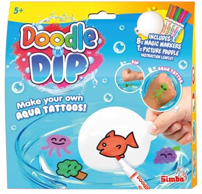 Simba Doodle N Dip Tattoos para niños - Juego de Tatuajes acuáticos creativos, el Set Incluye Bloc de Pintura de Aqua y 8 rotuladores - A Partir 5 años (105953088)