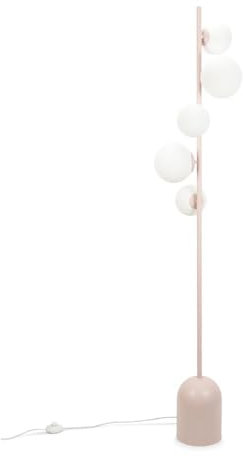 ValueLights | Blush Pink Metal 5 Way Standing Floor Lamp with Glass Globe Lampshade | Floor Lamps & Torchieres, Home Décor & Improvement Essential | Includes Bulb [3000K Warm White]