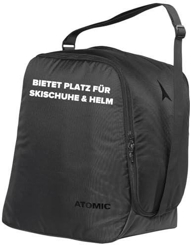 ATOMIC Boot & Helmet Bag Schwarz I Wasserabweisende Tasche für Skischuhe & Helm I Skitasche für Skischuhe/Skihelm mit Polsterung I Auch als Fußballtasche für die Fußballschuhe nutzbar