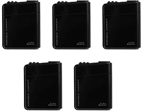 Oikabio 5 cargadores de energía de emergencia portátiles con 4 pilas AA, color negro, USB para teléfono celular