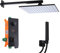 HOARLICN Schwarz Unterputz Duschsystem, LED Regendusche Kopfbrause Bad Mit 30 X 30 Eckigem Brausekopf Aus Edelstahl Und Messing Regenbrause Armatur System Mit Handbrause Aus Metall