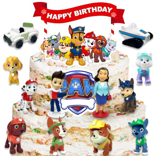 Dog Tortendeko, 15pcs Dog Figuren Kuchen Deko, PIIMNT Tortendeko Cake Topper Tortenfiguren Deko Kindergeburtstag