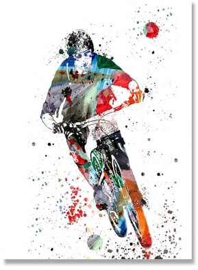 Extreme Sport Aquarell Poster Off-Road Mountainbiker Reiten Leinwand Malerei Moderne Wandbilder Wohnzimmer Wohnkultur (Color : B, Size : 40x50cm No Frame)