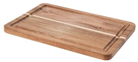 Excellent Houseware Schneidebrett 28x20cm Holz Akazie rechteckig mit Saftrille - Holzschneidebrett aus Akazienholz - Holzbrett Holztablett zum Servieren - Küchenbrett Servierbrett - Natur Braun