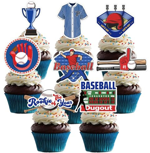 32 Stück Baseball Cupcake Toppers, Kuchen Deko für Thema Party Dekoration