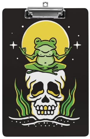 Klemmbretter für Kinder, Frosch macht Yoga auf Totenkopf-Druck, Acryl-Klemmbrett, leichtes Klemmbrett, A4-Größe, hält 21,6 x 32,5 cm, für Lehrer, Studenten, Frauen, Männer, Mädchen, Jungen
