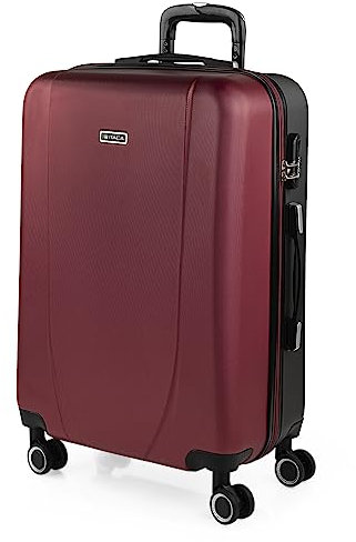 ITACA - Maleta Mediana con 4 Ruedas Giratorias para Viajes Largos Tipo Trolley Ideal como Maletas de Viaje Grandes 23 Kilos y Maleta Viaje Mediana Resistentes, Granate-Antracita