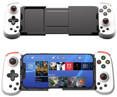 Joso Wireless Controller for iPhone/Android/PC/Tablet/Arcade MFi Games/Switch, Support Streaming on PS3/PS4/Xbox/PC, Cloud Gaming Gamepad Joystick - Turbo/Dual Vibration White
