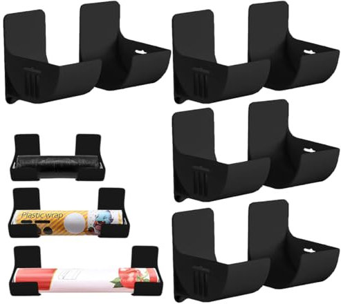 HAMKU 8 Stück Müllbeutelhalter Wandmontierter,Küchen Organizer,Wand Montierter Müllsack Spender Organizer,Küchenschranktür Aufbewahrung Aufbewahrungsbox Für Tüten,Zinnfolie,Müllsack(Schwarz)