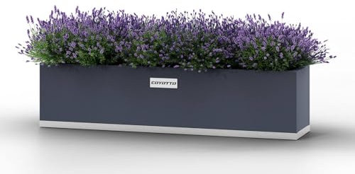 Jardinera de balcón de acero 120 cm x 20 cm x 20 cm serie Coyotto jardín patio