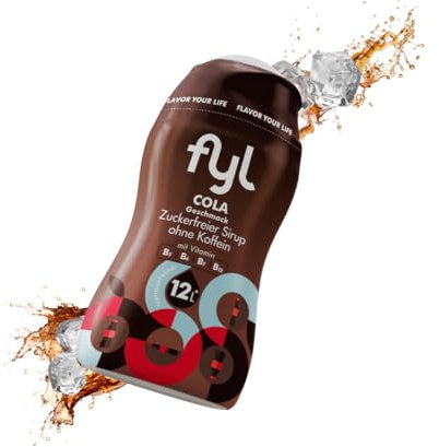fyl Sirup zuckerfrei - Cola Geschmack, 48ml Getränkesirup für 12L Fertiggetränk – Vitamin-B-Komplex - perfekter Durstlöscher für zu Hause und Unterwegs