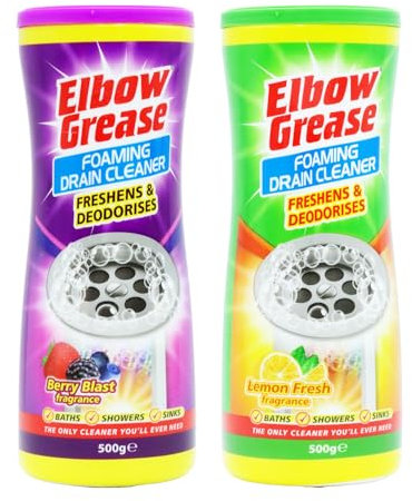 Elbow Grease Foaming Drain Cleaner, Berry Blast and Lemon Fresh Fragrances, 500g, Pack of 2