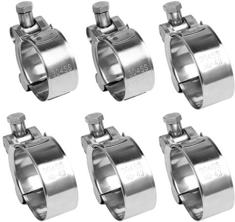 APOMOONS 6 Abrazaderas Metalica Ajustable, Dos Especificaciones, 4 Abrazadera Metalica Ajustable de 40-43 MM, 2 Abrazaderas Metalicas para Tubos de 32-35 MM para Piscinas, Estanques y Jardines