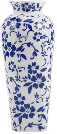 SOLUSTRE Vintage Chinesische Keramikvase Blau-weiß Porzellan Handgemacht Dekorative Blumenvase Wohnzimmer Tischdeko Büro Kunsthandwerk