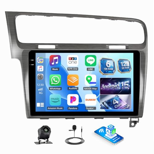 per VW Golf 7, Android 15, 4G+128G GOHHDL Autoradio per Volkswagen VW Golf 7 2012-2020 Carplay Android Auto, Touch Radio da 10 Pollici 2Din con GPS Navi WiFi Bluetooth FM/RDS EQ SWC Retrocamera&MIC